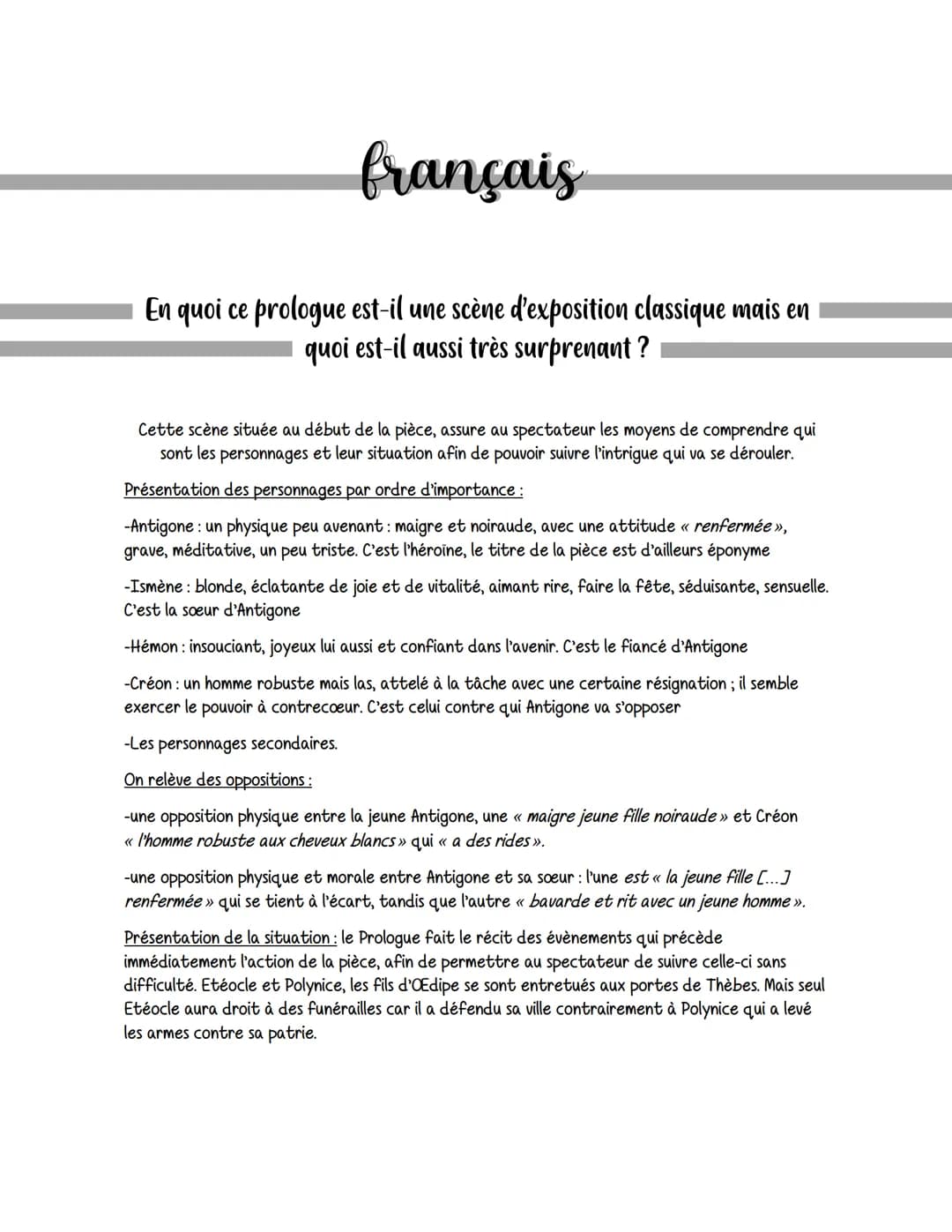 français
En quoi ce prologue est-il une scène d'exposition classique mais en
quoi est-il aussi très surprenant ?
Cette scène située au début