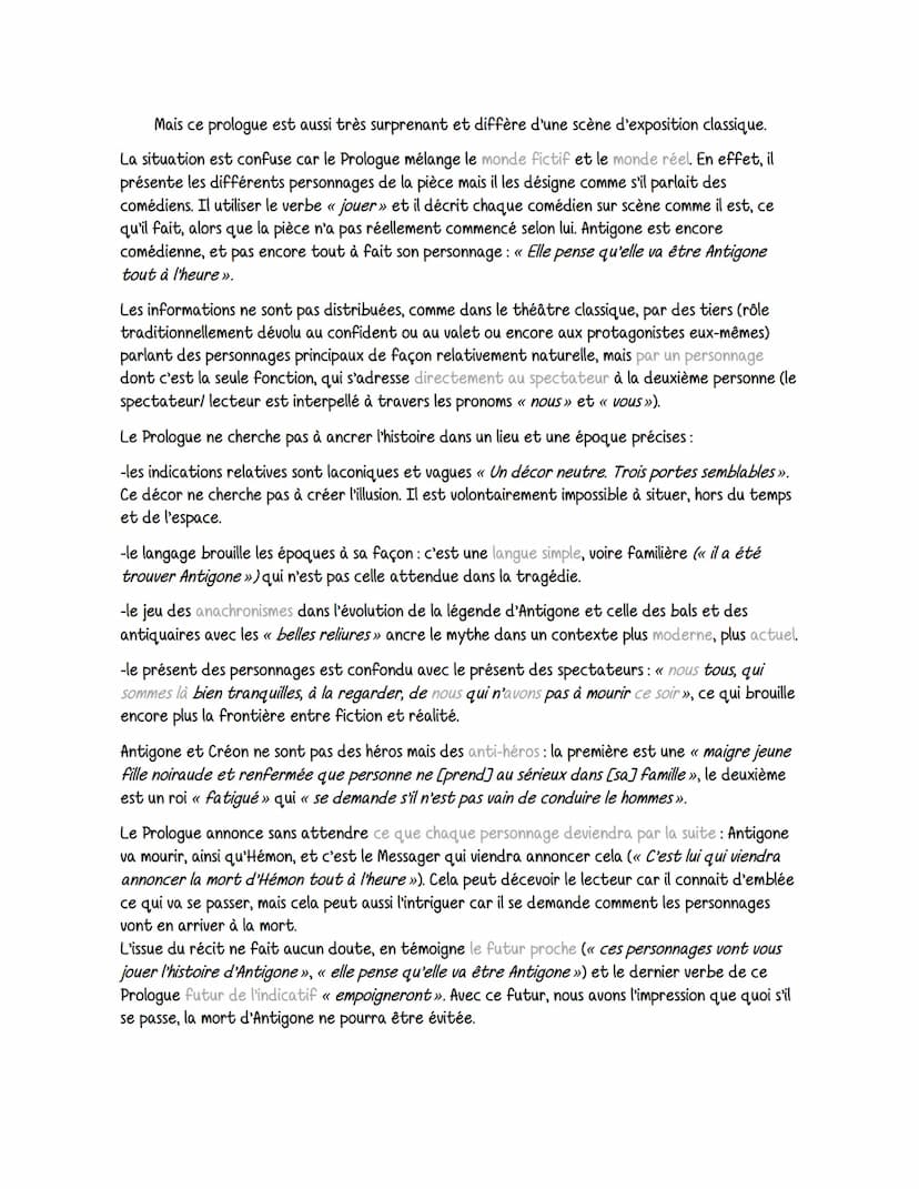 français
En quoi ce prologue est-il une scène d'exposition classique mais en
quoi est-il aussi très surprenant ?
Cette scène située au début