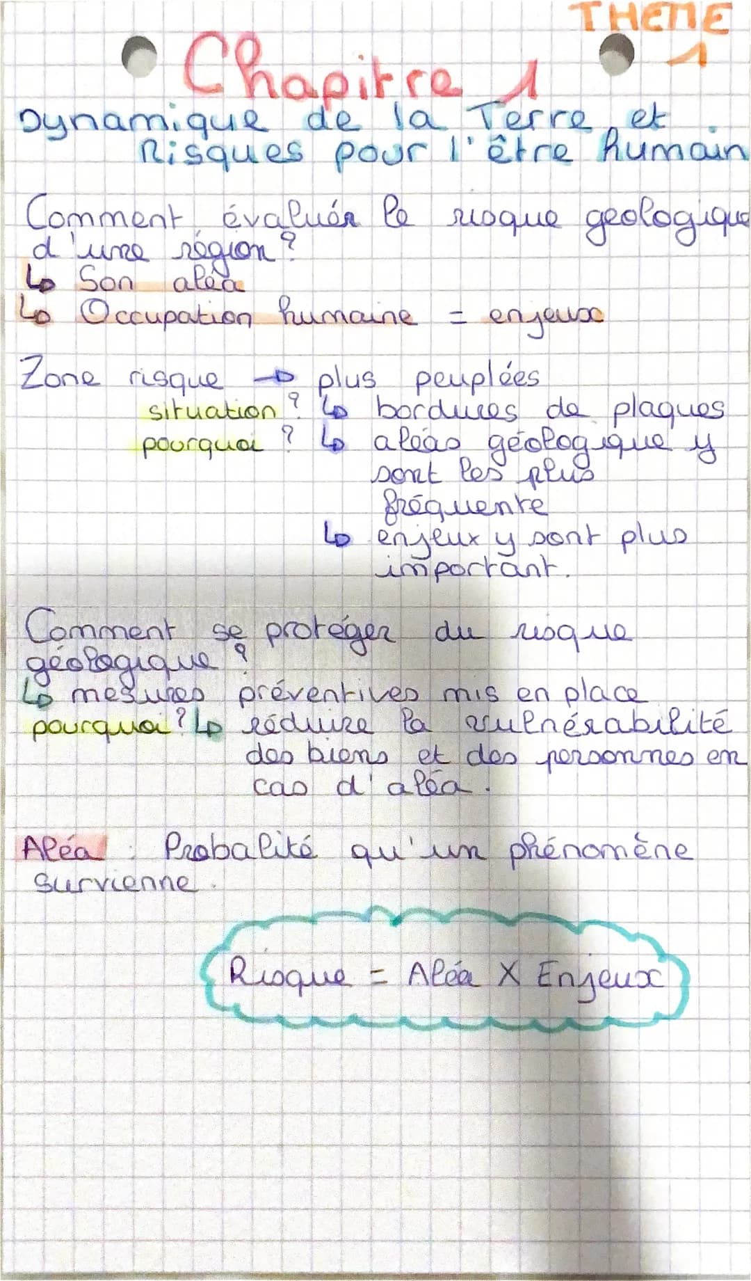 • Chapitre I
Dynamique de la Terre et
Risques pour l'être humain
Comment évaluer le risque geologique
d'une région ?
Lo Son aléa
Lo Occupati