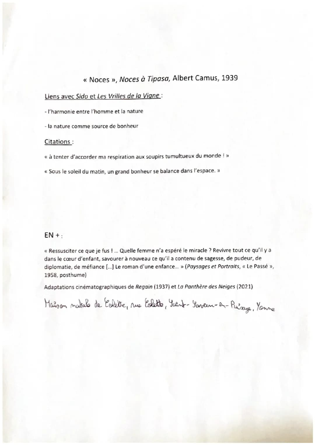 Sido et Les Vrilles de la vigne : résumé par chapitre et analyse simple de Colette