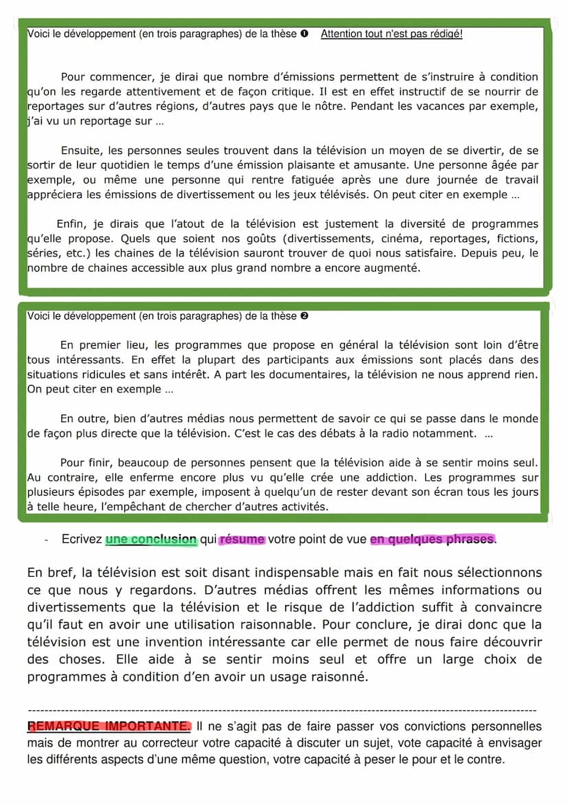 Réussir le sujet de réflexion
La méthode pour exprimer une opinion de façon organisée et argumentée :
Il est indispensable de rédiger en pre