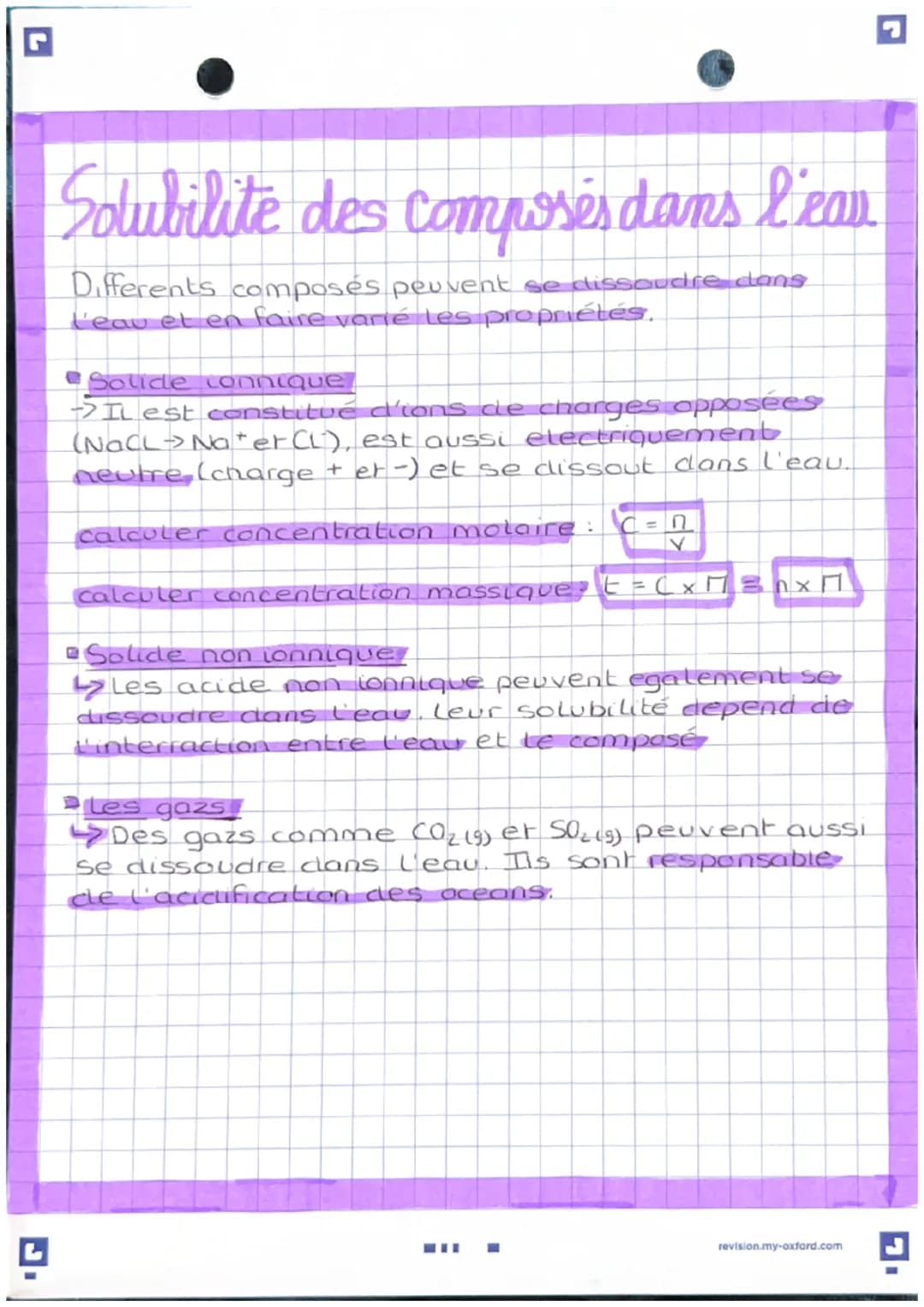 !
Solubilite des composés dans l'eau
Differents composés peuvent se dissoudre dans
l'eau et en faire varié les propriétés.
Solide connique.
