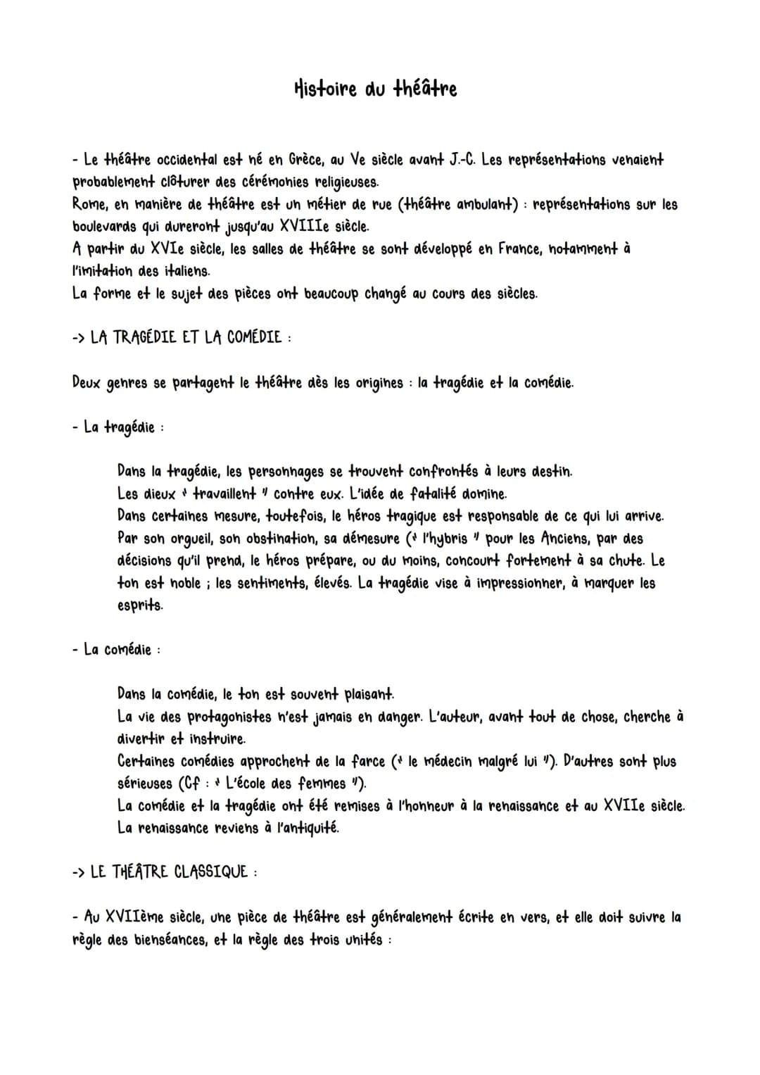 Fiche : Histoire du théâtre 