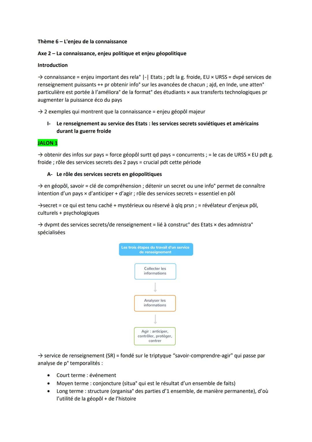 Thème 6 - L'enjeu de la connaissance
Axe 2 - La connaissance, enjeu politique et enjeu géopolitique
Introduction
→ connaissance = enjeu impo