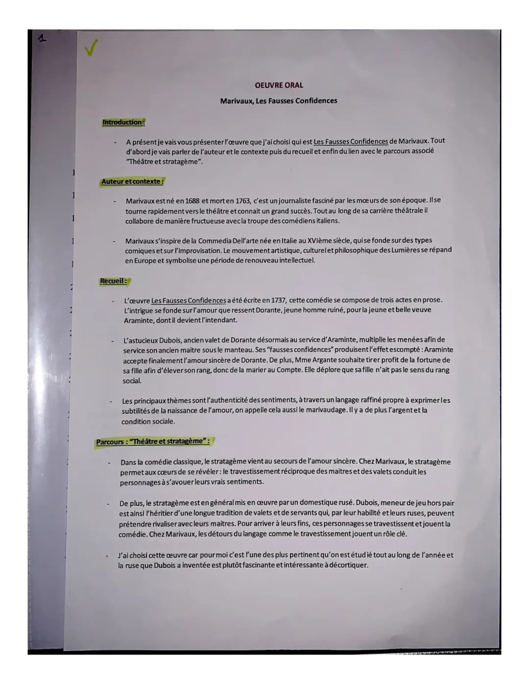 Résumé Scène par Scène et Analyse des Personnages de Les Fausses Confidences