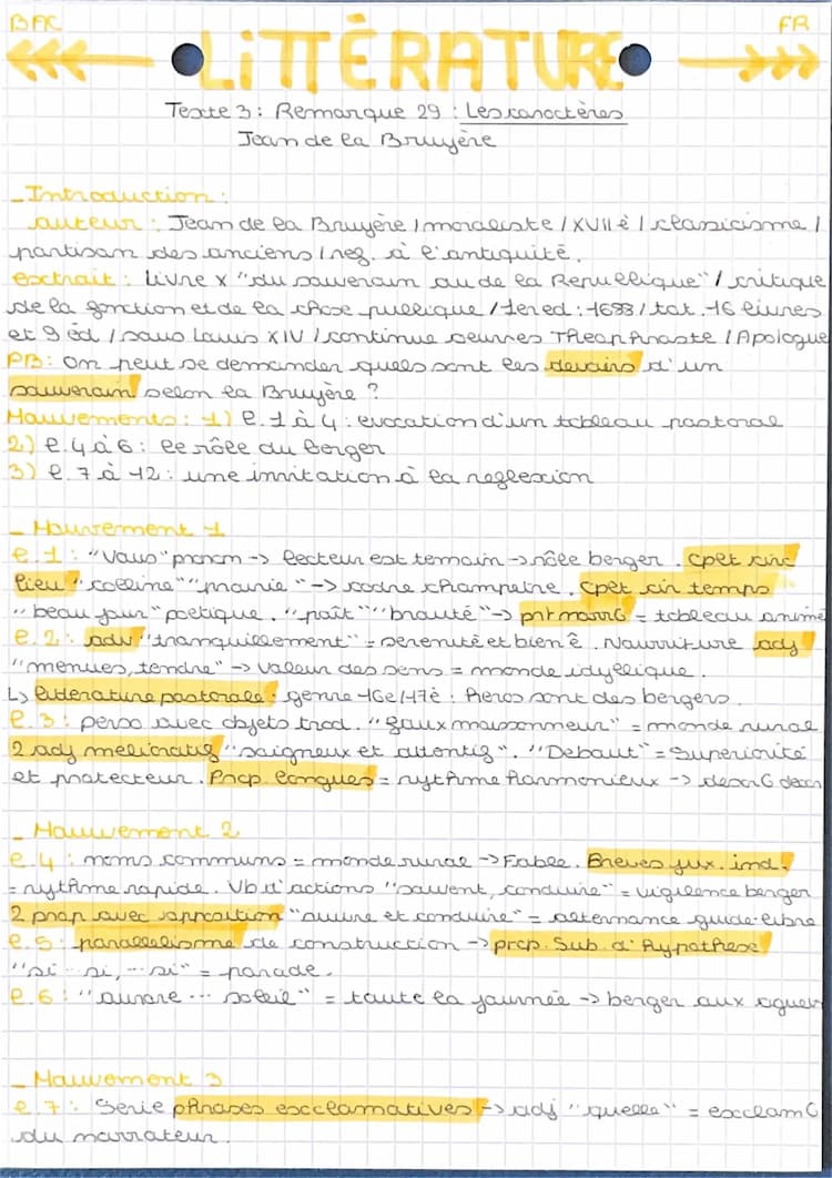 Know Remarque 29 Les Caractères texte bac français  thumbnail