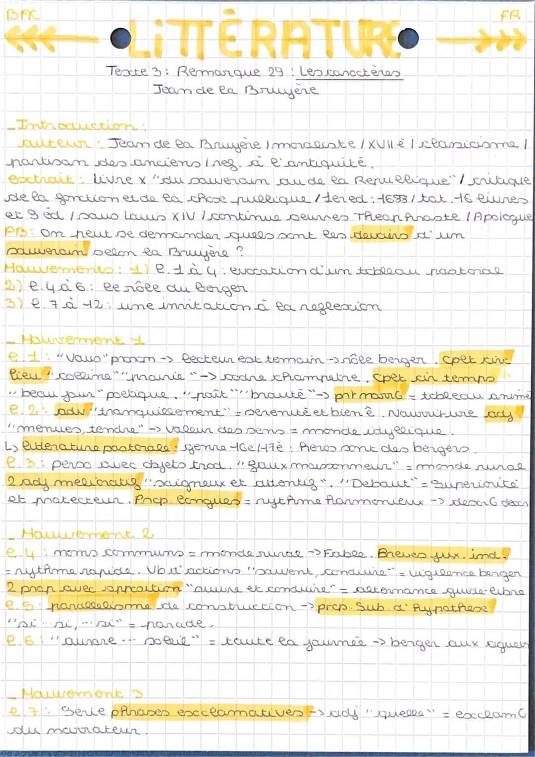 Analyse Linéaire Remarque 29 Les Caractères de La Bruyère