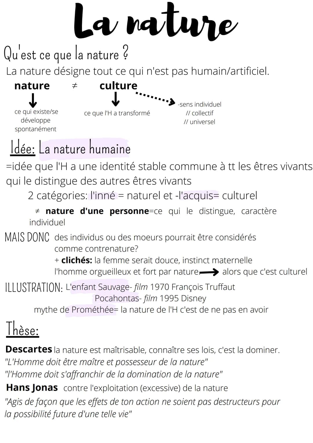 
<p>La nature, qu'est-ce que c'est ? En philosophie, la nature désigne tout ce qui n'est pas humain ou artificiel. On peut distinguer la nat