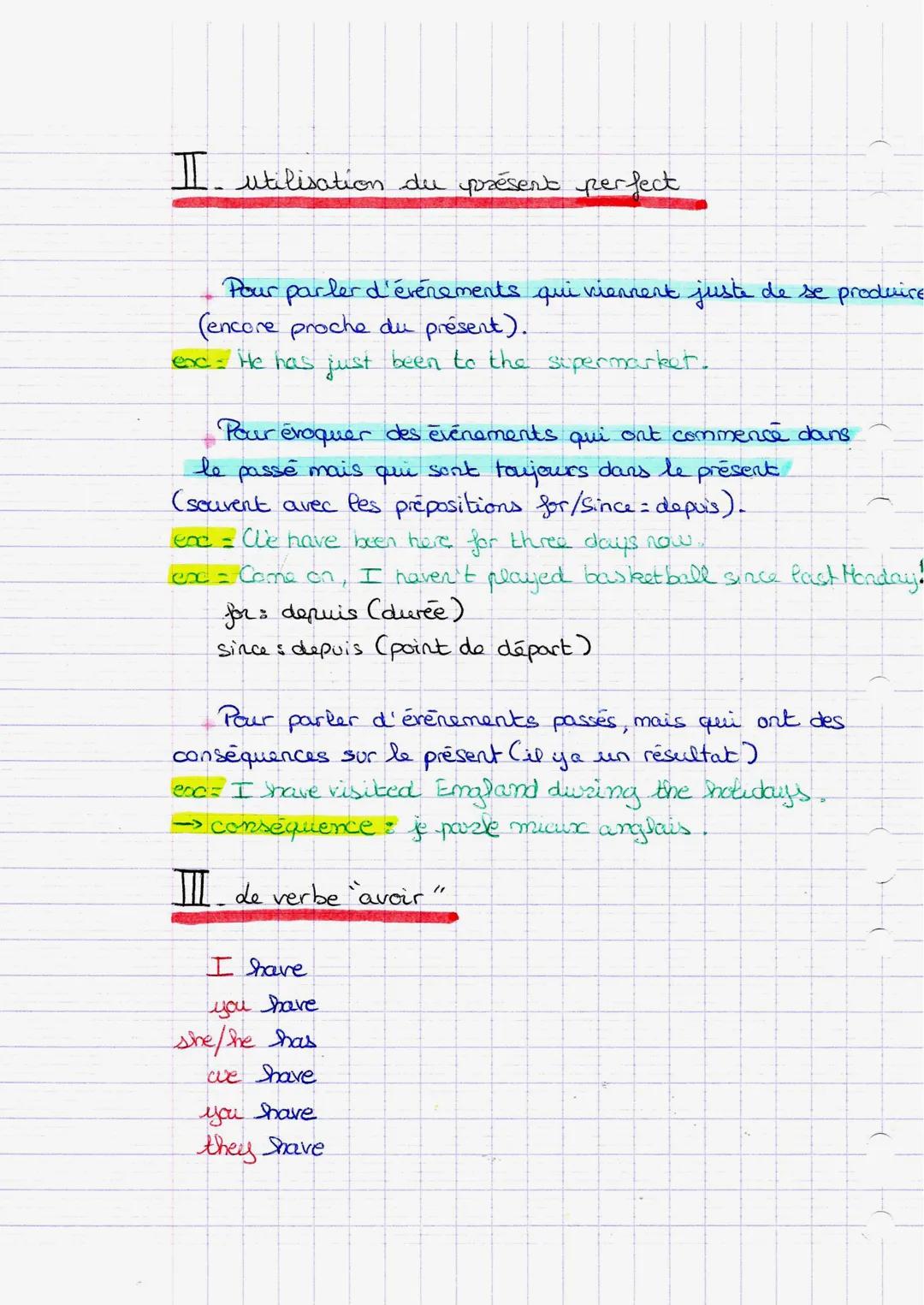 - Present
- Perfect

# ANGLAIS

I- Construction du Présent Perfect

## Vb régulier (Sally est arrivée)

Sally Shas arrived.
Siyet + auxillai