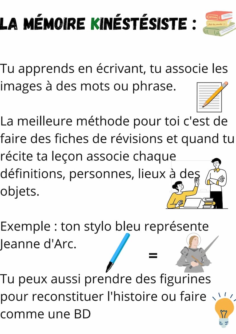 LA MÉTHODE KAV: APPRENDRE
RAPIDEMENT ! LA MÉMOIRE KINÉSTÉSISTE :
GODFATHER
Into the words l
Tu apprends en écrivant, tu associe les
images à