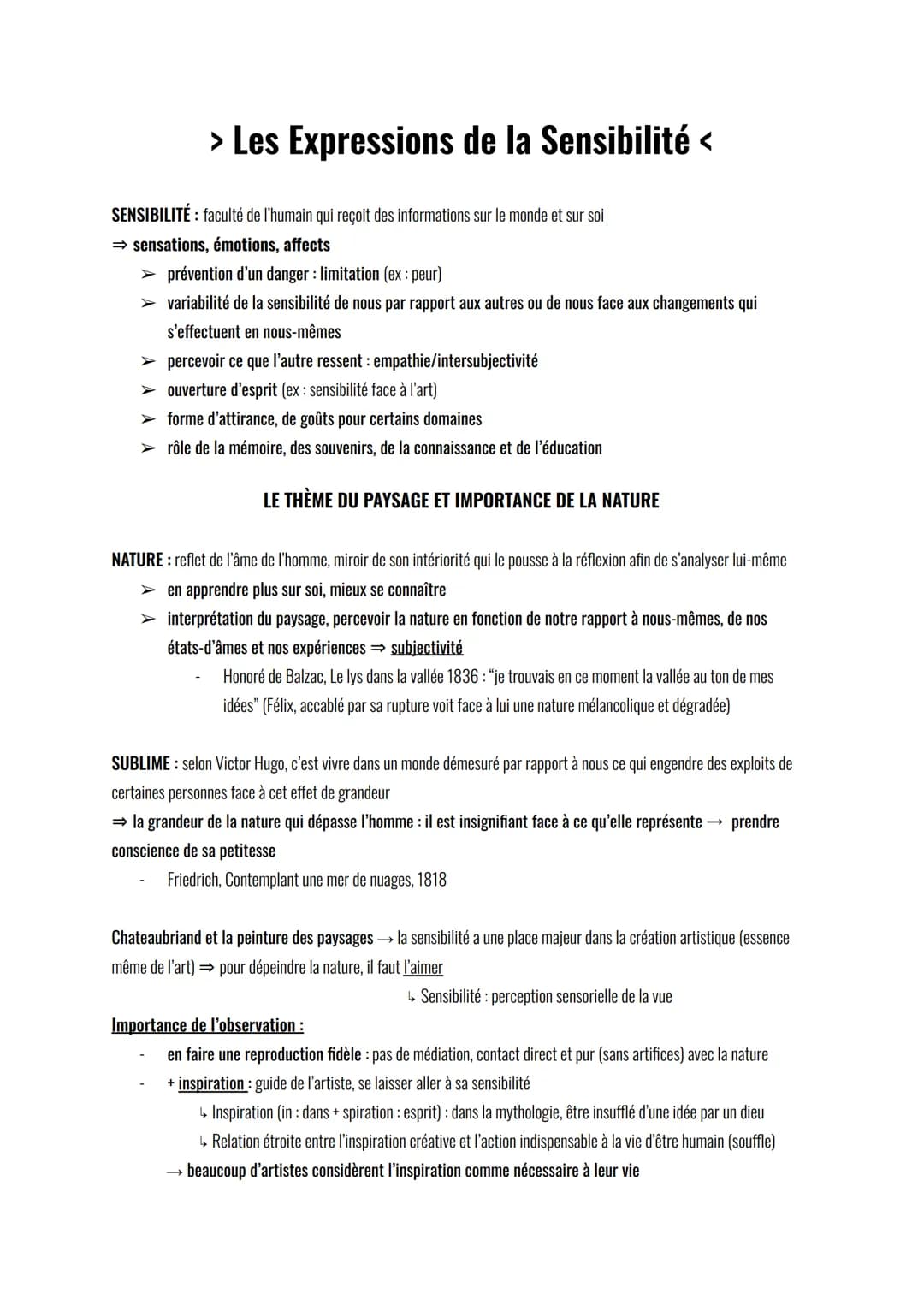 > Les Expressions de la Sensibilité <
SENSIBILITÉ : faculté de l'humain qui reçoit des informations sur le monde et sur soi
→ sensations, ém