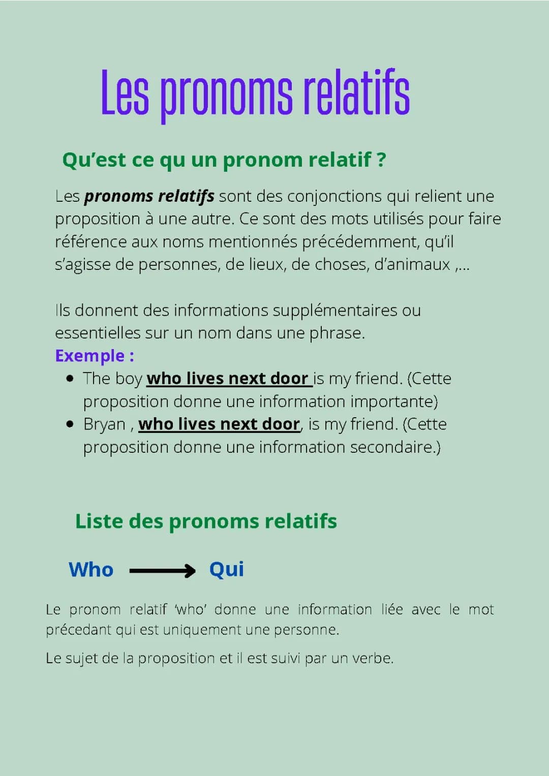 les pronoms relatifs 