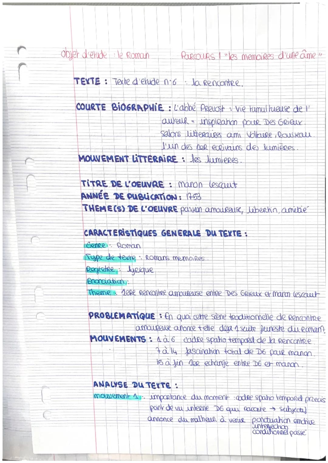 10
O.I. n°2: Manon Lescaut, L'abbé Prévost, 1753
impartur avais marqué le temps de mon départ d'Amiens. Hélas que ne le marquais-je un
descr