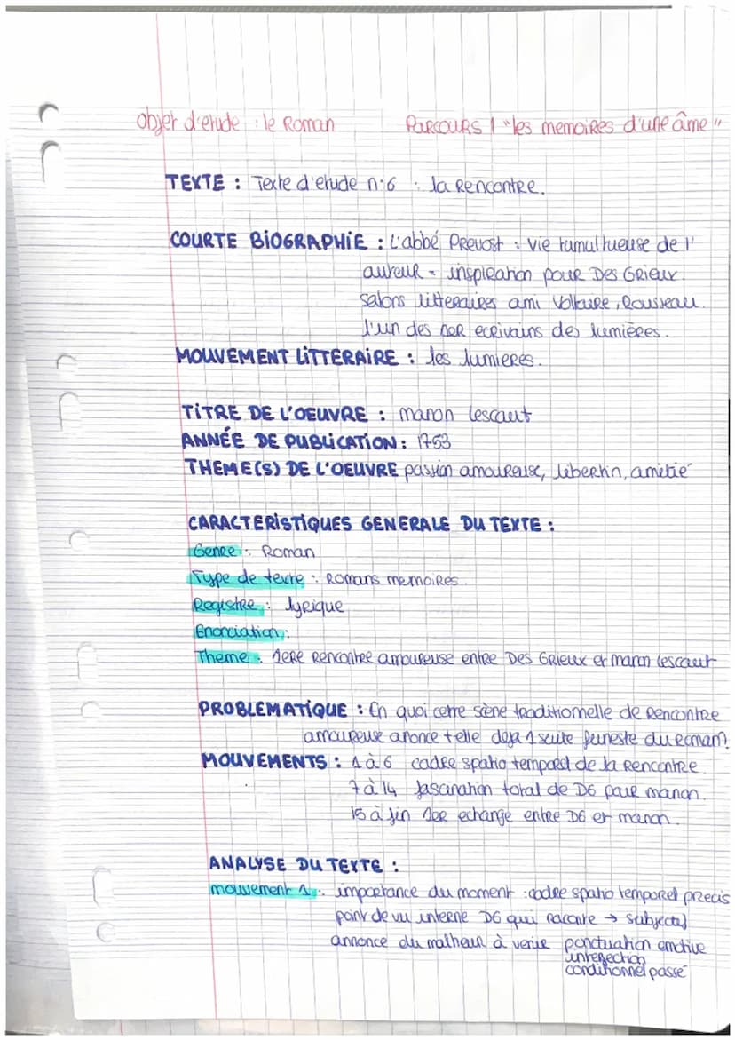 10
O.I. n°2: Manon Lescaut, L'abbé Prévost, 1753
impartur avais marqué le temps de mon départ d'Amiens. Hélas que ne le marquais-je un
descr