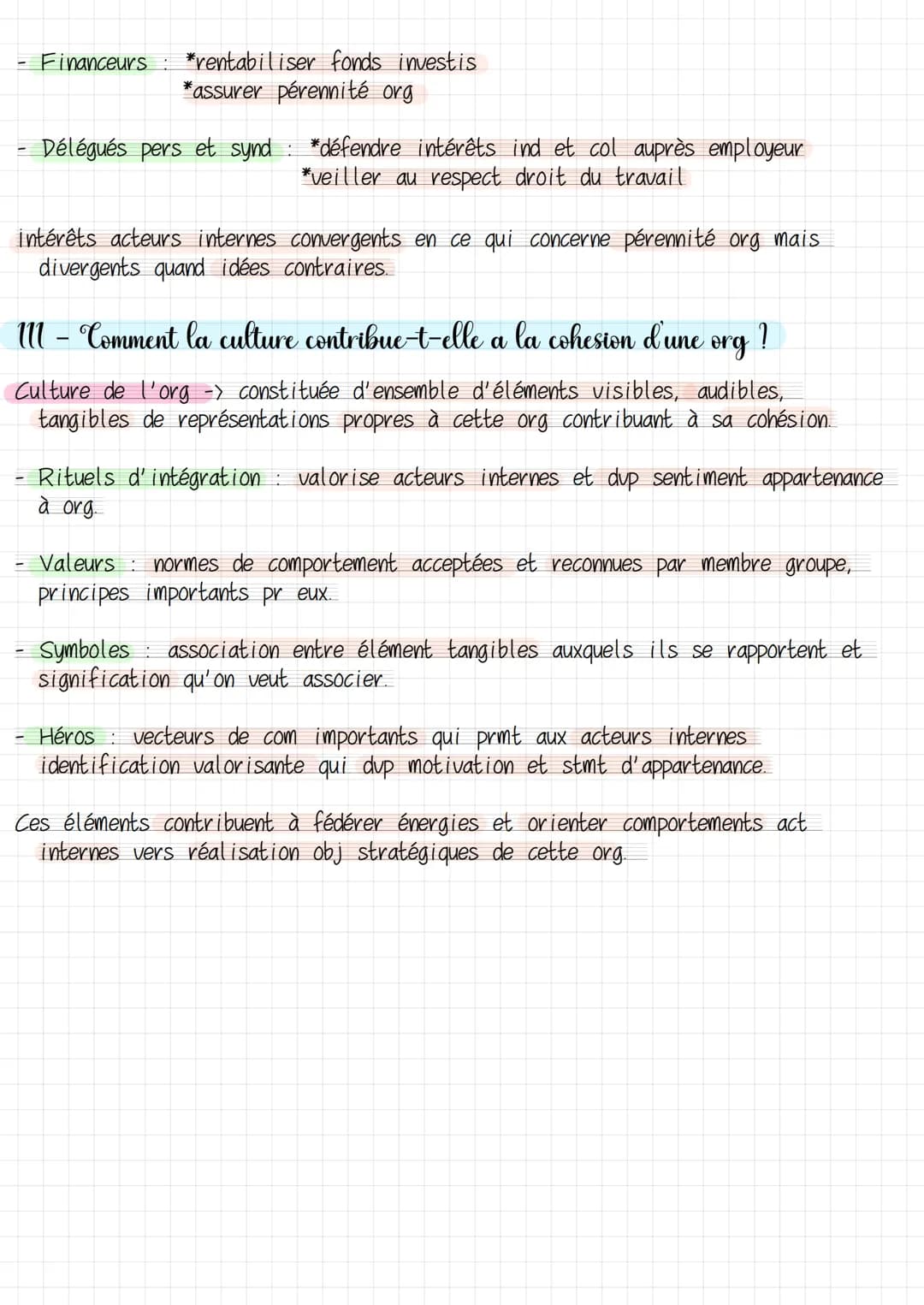 1 - Qui sont les differents acteurs dans les organisations !
Distingués par rôle, statut pro.
5 types d'acteurs internes personnel, décideur