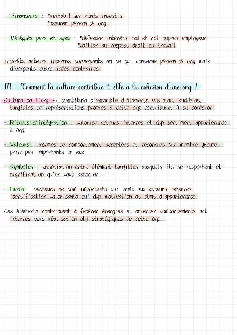 1 - Qui sont les differents acteurs dans les organisations !
Distingués par rôle, statut pro.
5 types d'acteurs internes personnel, décideur