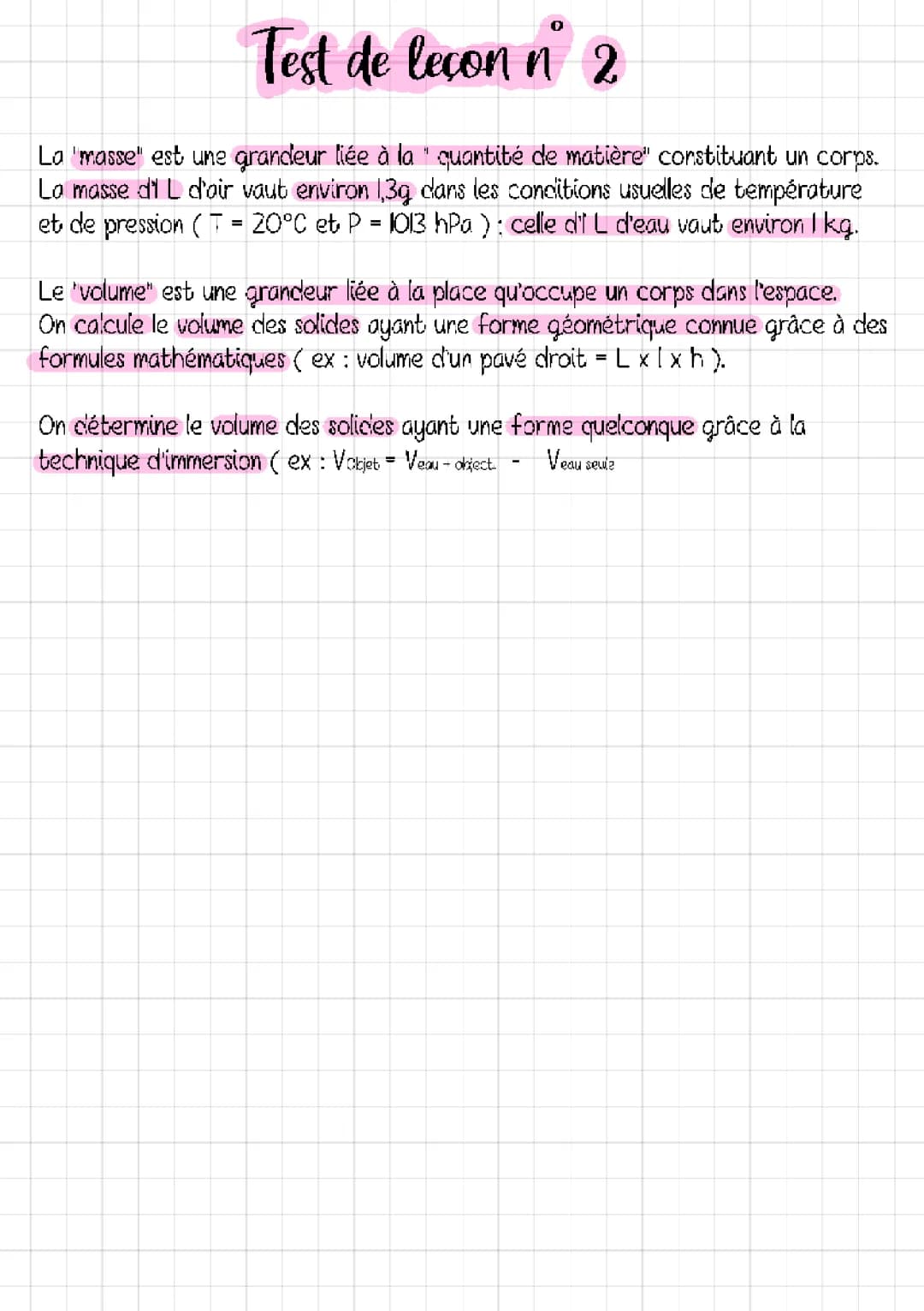 physique chimie : masse et volume de l’air 