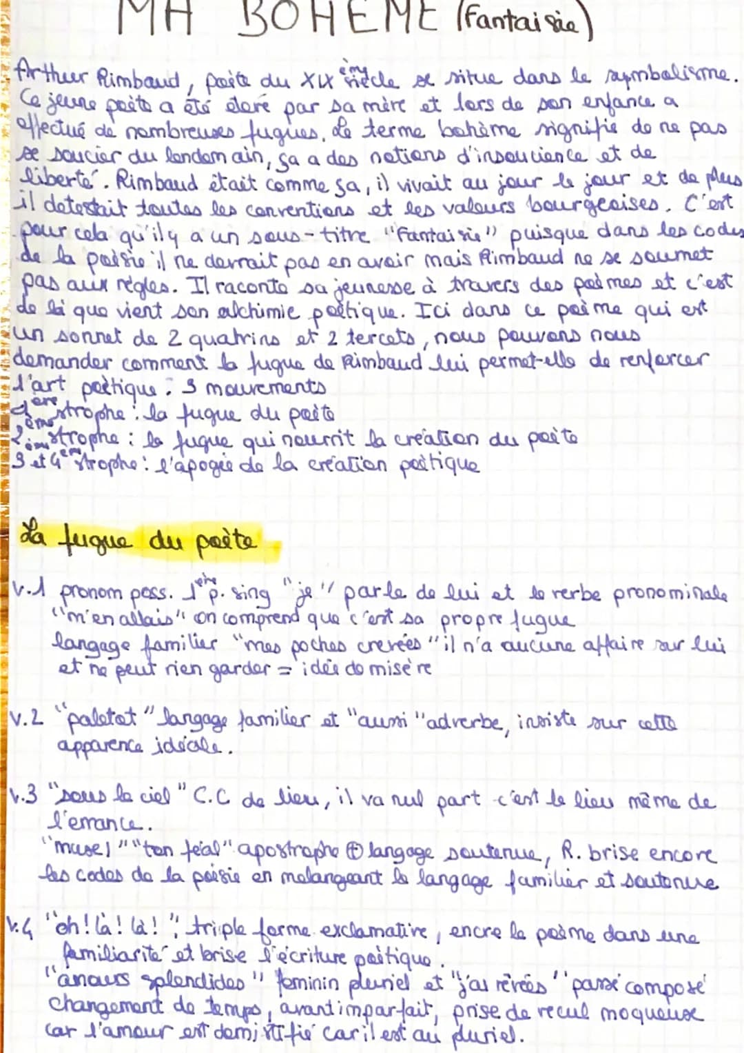 MH
BOHEME
(fantaisie)
Arthur Rimbaud, paite du XIX ème poche se situe dans le sapmbalisme.
Ce jeune poète a été éteré par sa mère et lors de