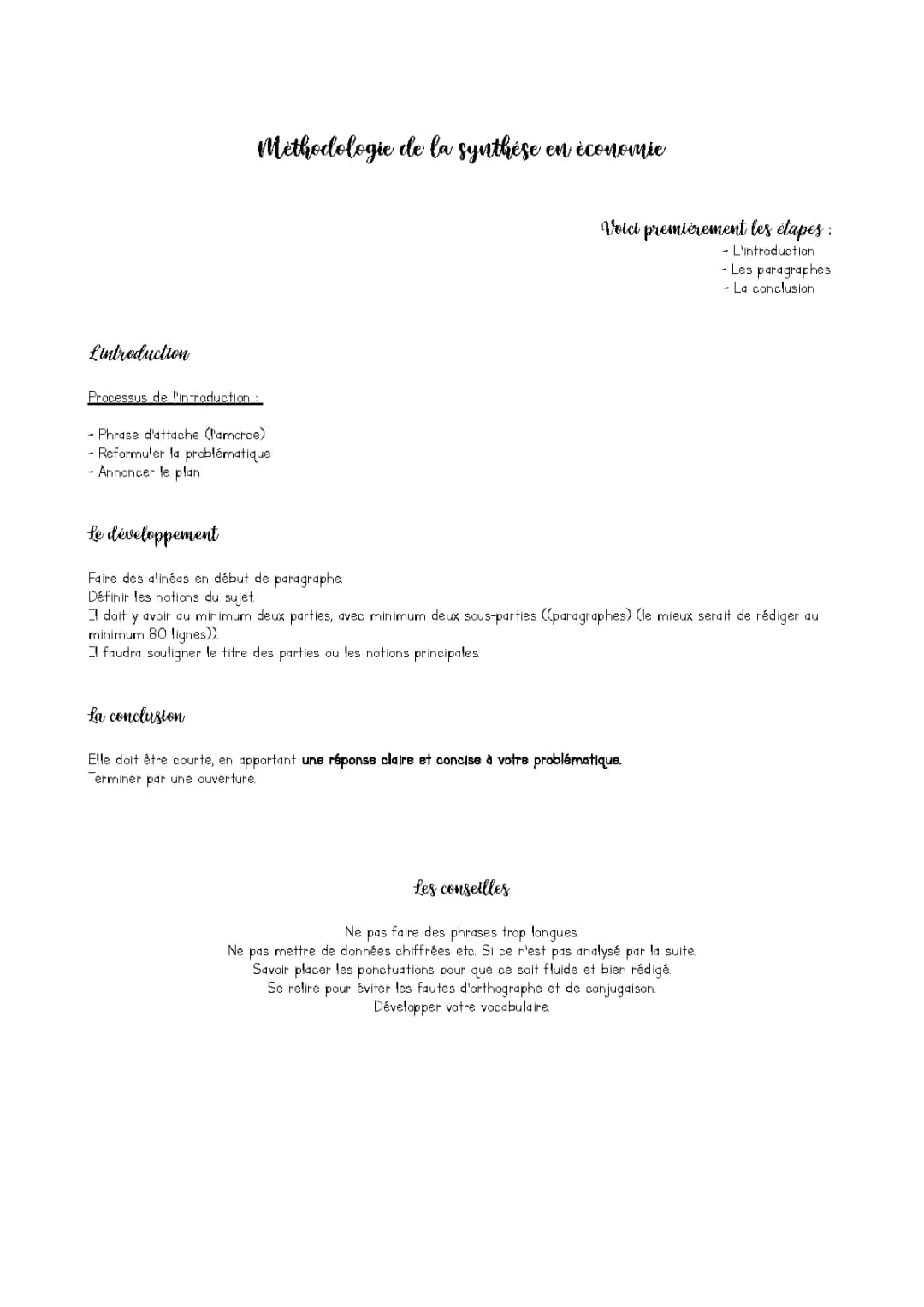 Argumentation Economique bac STMG