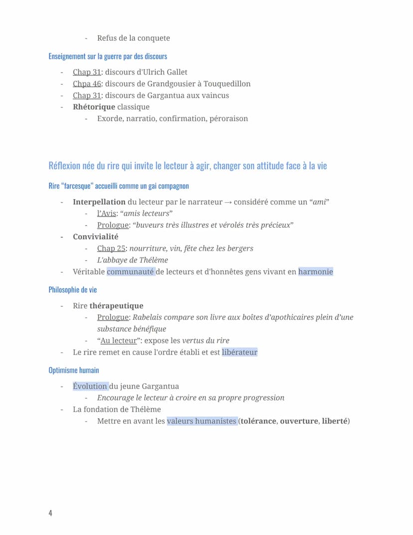 Dissertation littérature d'idée
Gargantua, Rabelais (fiche lecture)
Rire et savoir
Arguments + Exemples
Le rire: farcesque et carnavalesque 