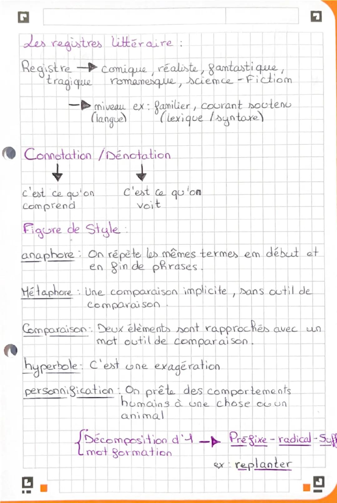 Les registres littéraire :

Registre comique, réaliste, fantastique,
tragique romanesque, science-Fictiom

 niveau ex: familier, courant sou