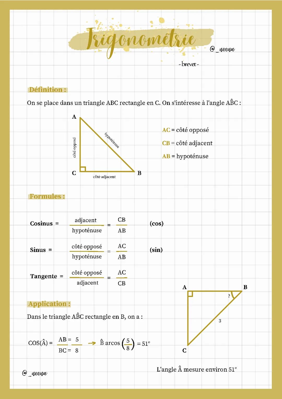 Trigonométrie - 3ème 