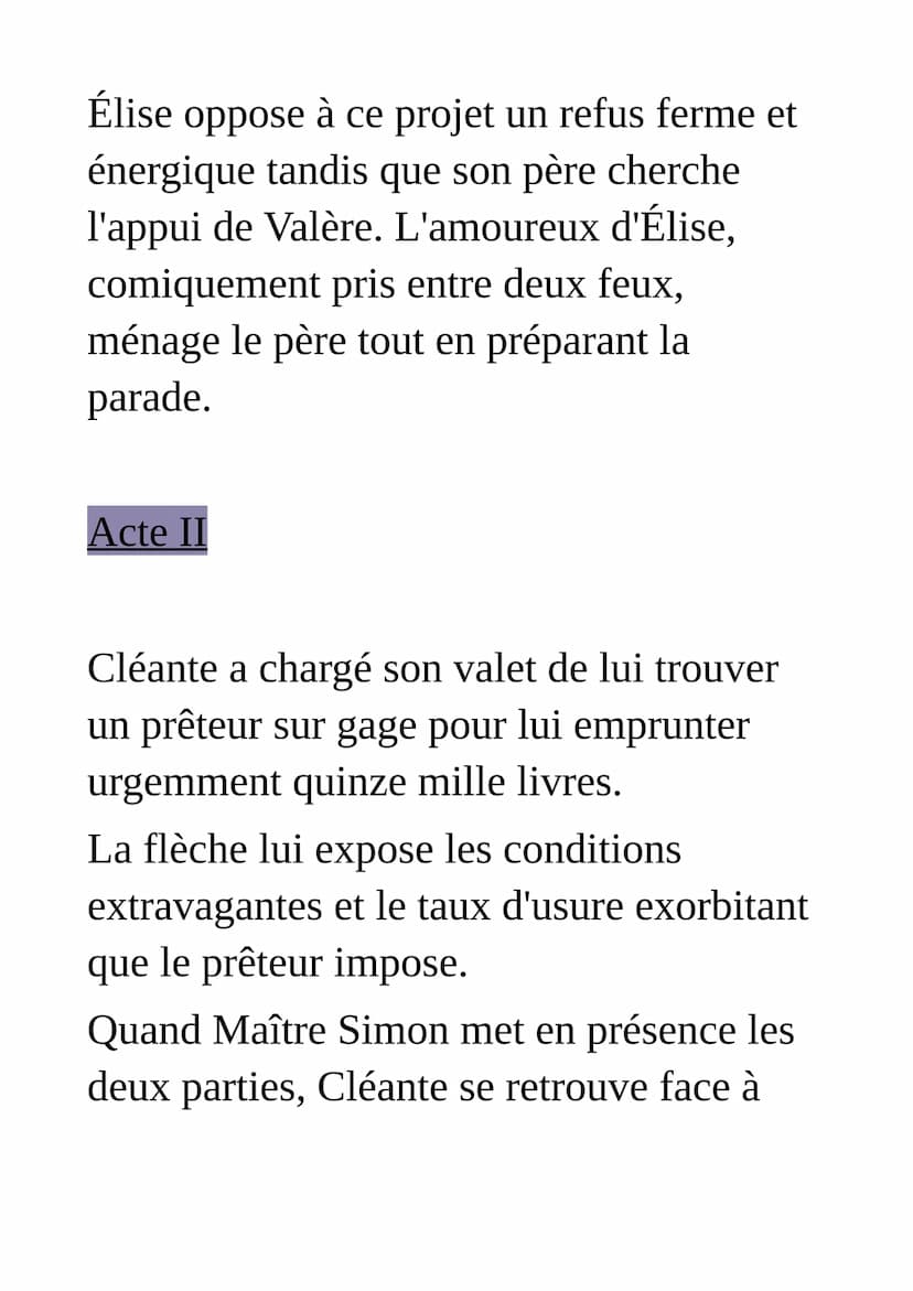 Résumé de l'Avare de Molière
Comédie en prose, en cinq actes
Acte premier
A Paris, dans la maison du riche veuf
Harpagon, ses deux enfants É