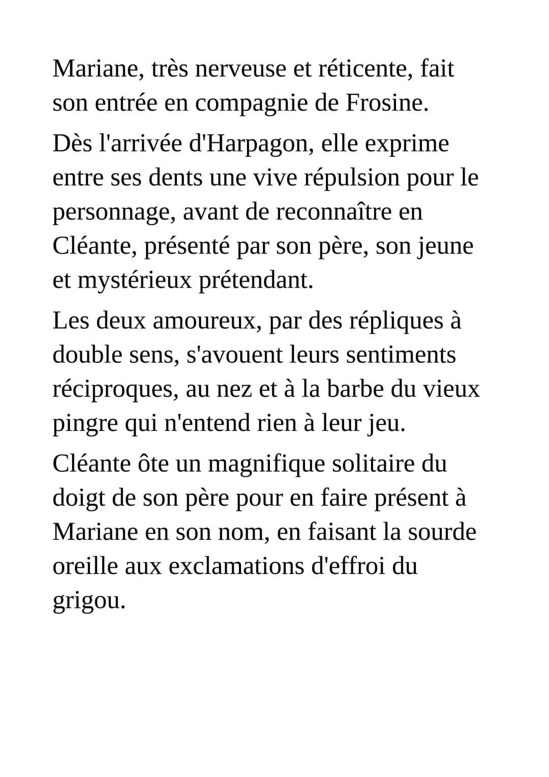 Résumé de l'Avare de Molière
Comédie en prose, en cinq actes
Acte premier
A Paris, dans la maison du riche veuf
Harpagon, ses deux enfants É