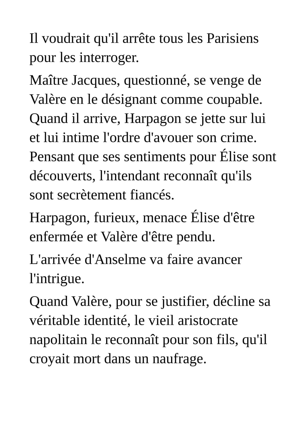 Résumé de l'Avare de Molière
Comédie en prose, en cinq actes
Acte premier
A Paris, dans la maison du riche veuf
Harpagon, ses deux enfants É