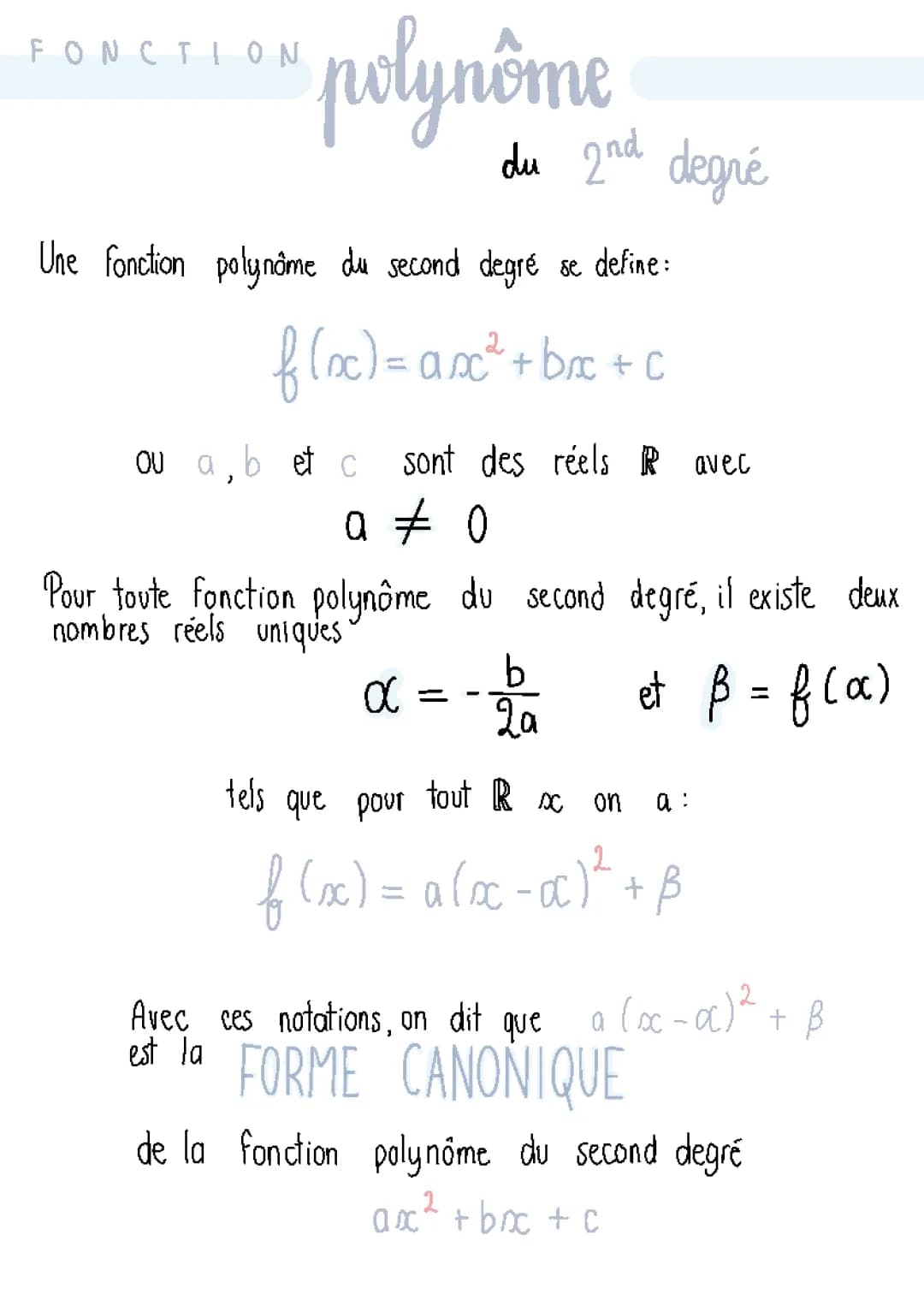 Fonction Polynôme Du Seconde Degré 