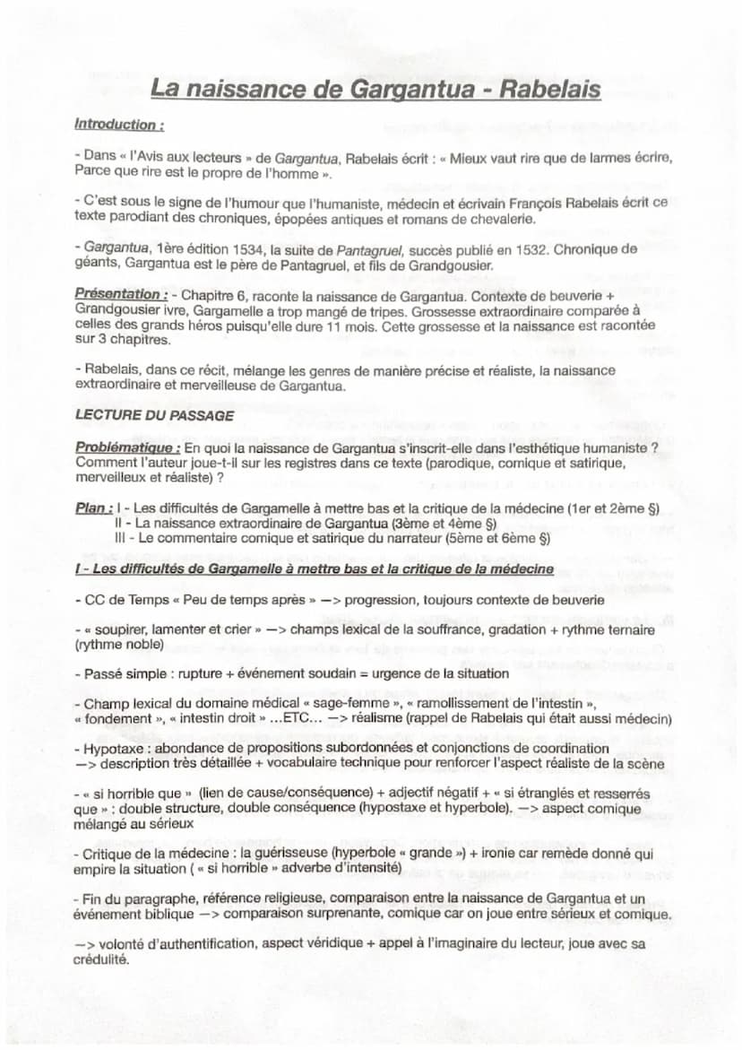 Naissance de Gargantua:
1
Peu de temps après, elle commença à soupirer, lamenter et crier. Soudain vinrent à tas
sages-femmes de tous côtés;