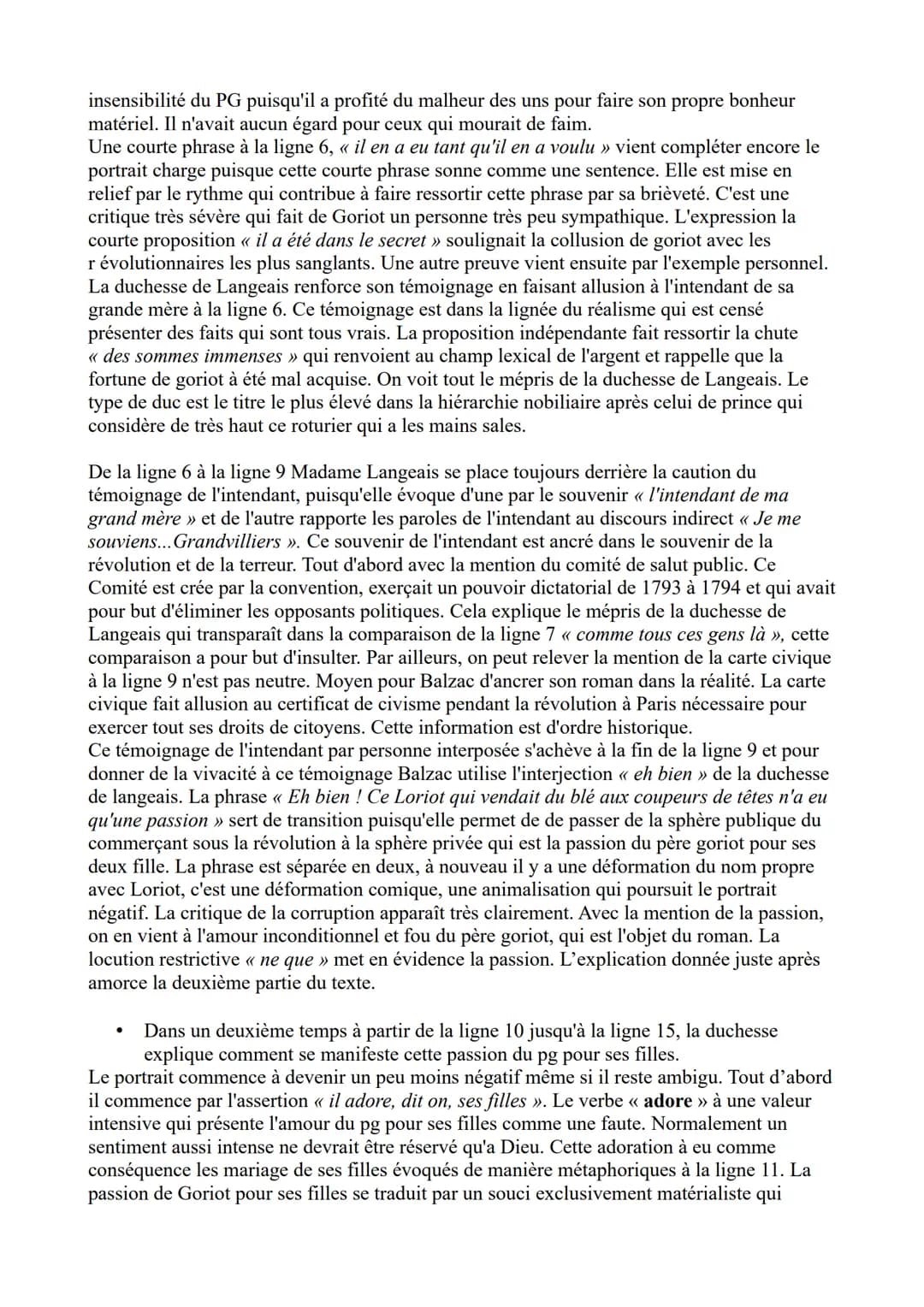 Analyse linéaire Le Père Goriot de Balzac - n°9
Honoré de Balzac en 1835 compose le roman réaliste intitulé « Le Père Goriot ». Ce
dernier e