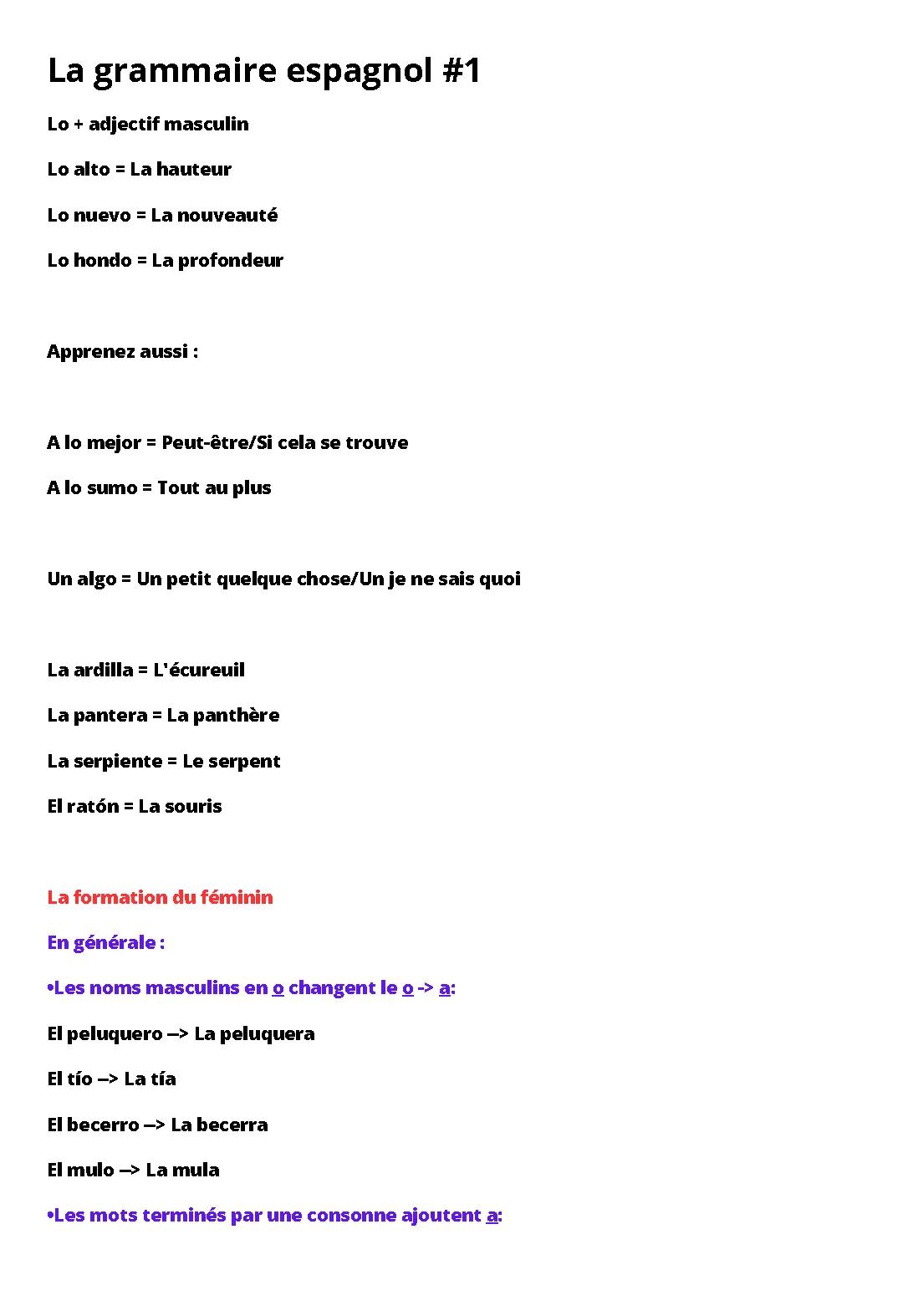 La grammaire espagnole #1