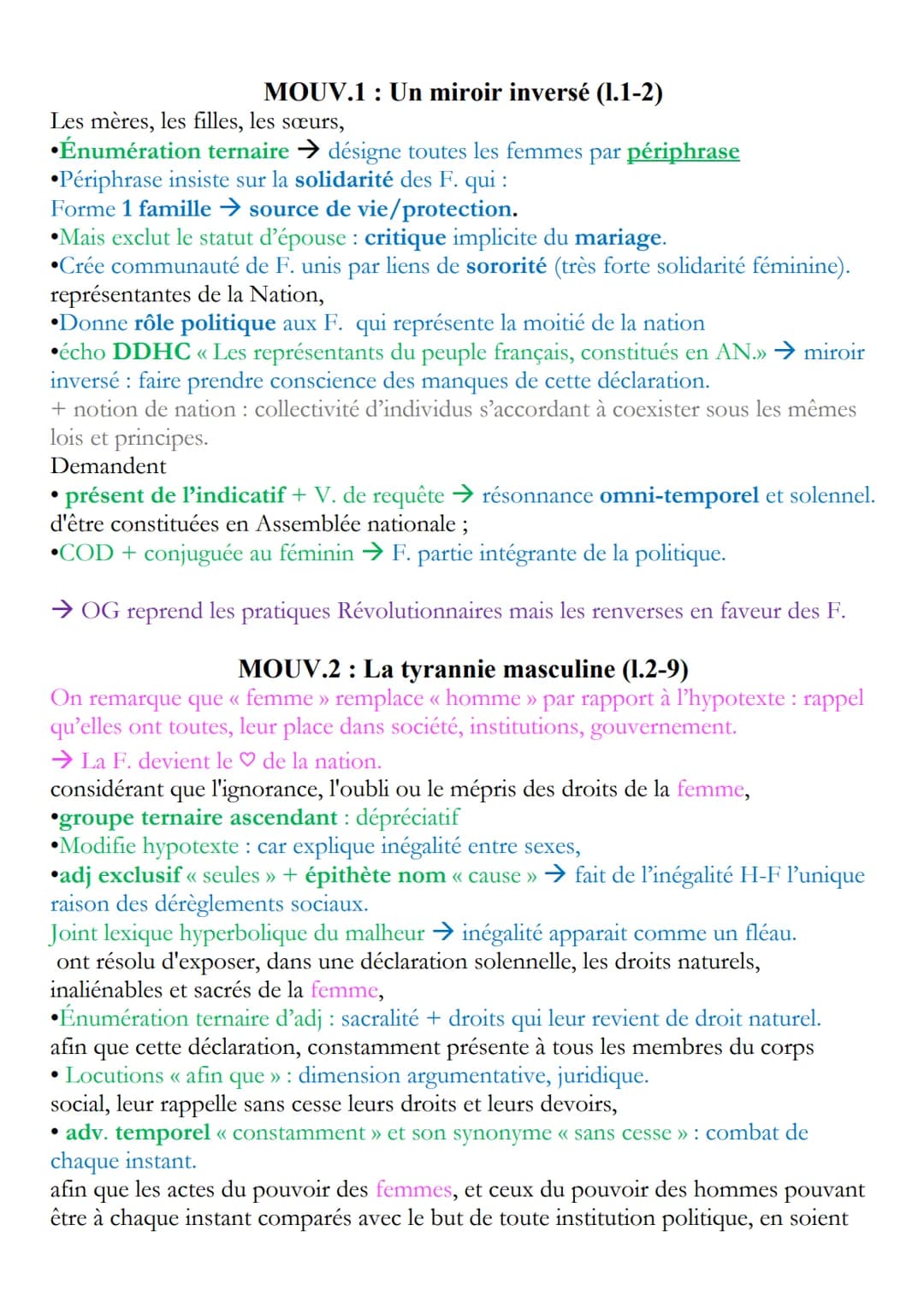 Texte 1: Préambule, DDFC (1791), OG
INTRO
Accroche : Mouv. soc «< #MeToo », rappel combat encore ajrd des féministes.
Même 250 ans après Rév
