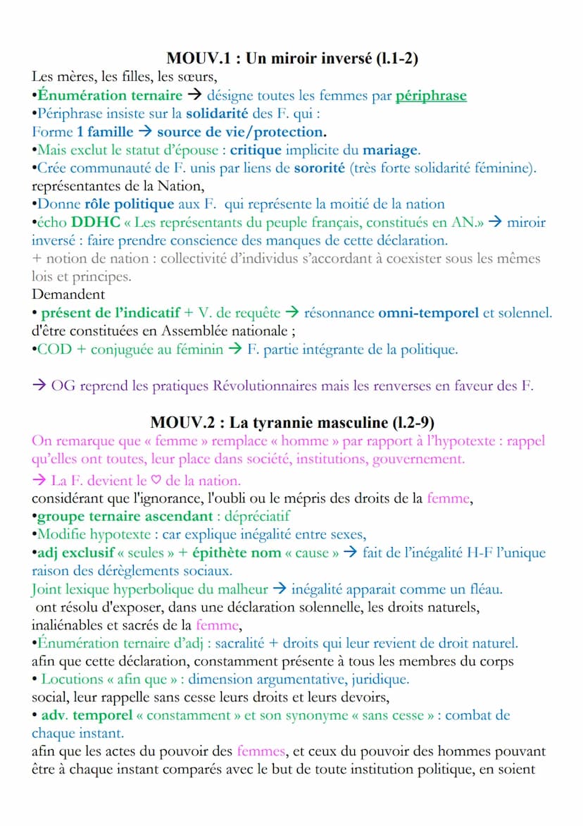 Texte 1: Préambule, DDFC (1791), OG
INTRO
Accroche : Mouv. soc «< #MeToo », rappel combat encore ajrd des féministes.
Même 250 ans après Rév