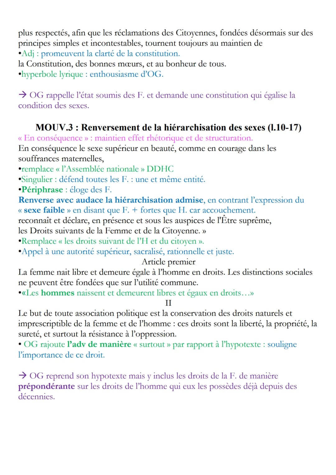 Texte 1: Préambule, DDFC (1791), OG
INTRO
Accroche : Mouv. soc «< #MeToo », rappel combat encore ajrd des féministes.
Même 250 ans après Rév