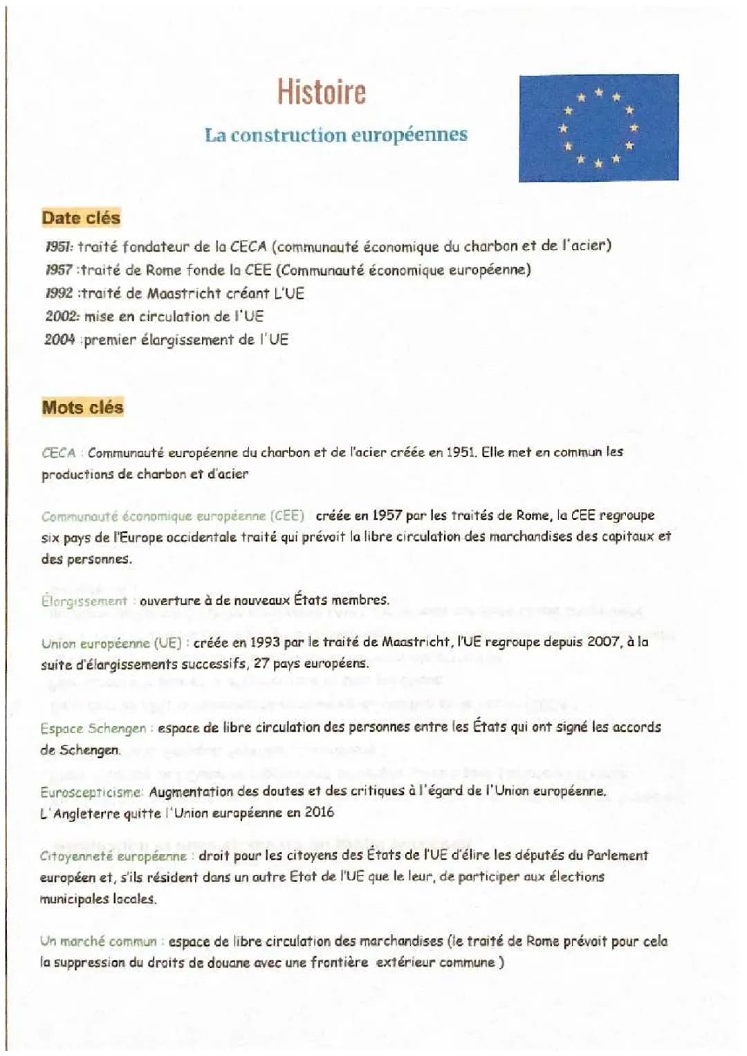  La construction européenne