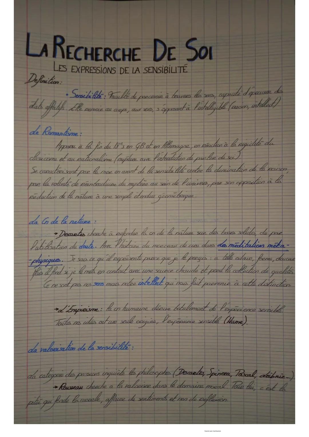 # LA RECHERCHE DE SOI

LES EXPRESSIONS DE LA SENSIBILITÉ

Definition:

• Sensibilité : Faculté de parecercie à travers les cos, cupnuté dexe