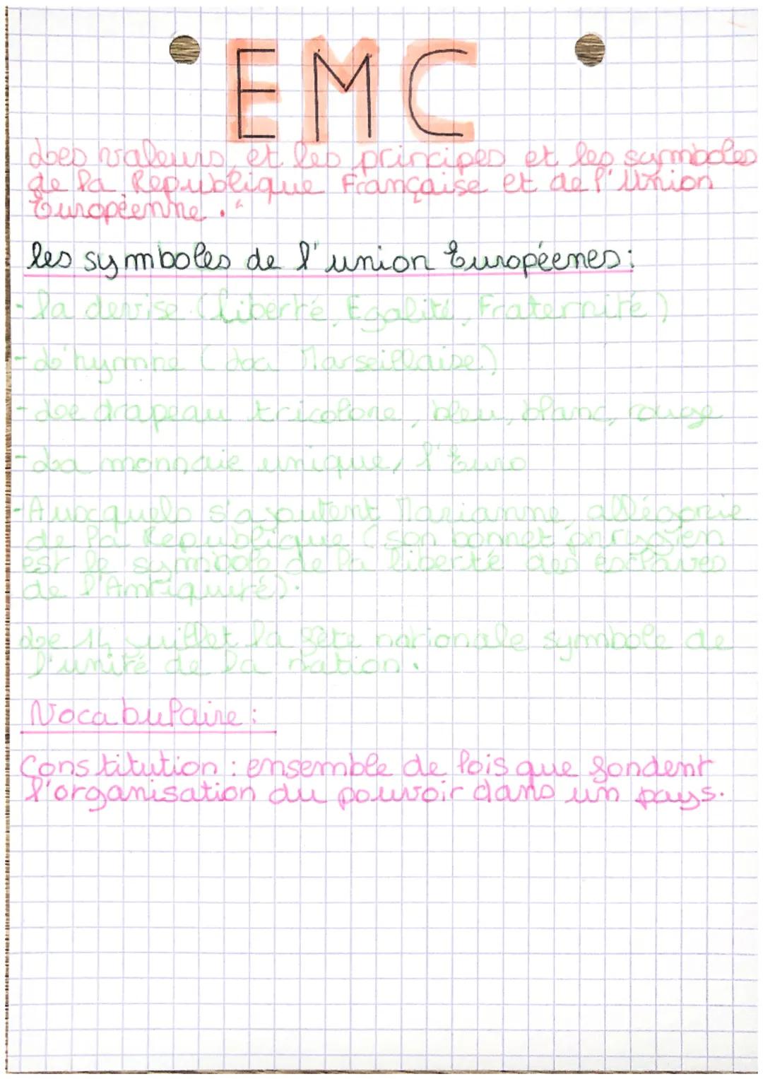 EMC
bes valeurs et les principes et les symboles
de la Republique Française et de l'Union
Européenne."
les symboles de l'union Européenes:
-
