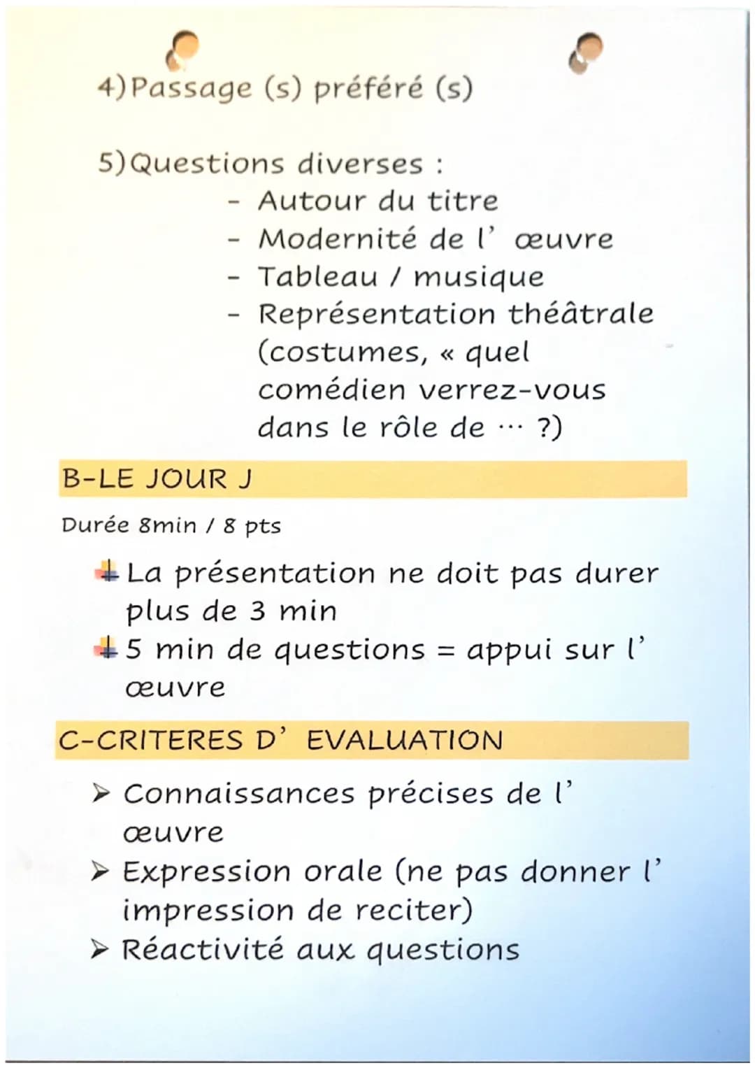 'ENTRETIENT DU BAC DE
FRANCAIS
A-COMMENT
FAIRE ?
(À préparer en amont du jour J)
1) Fiche d'identité :
Auteur
Titre
- Publication
Genre
- Th
