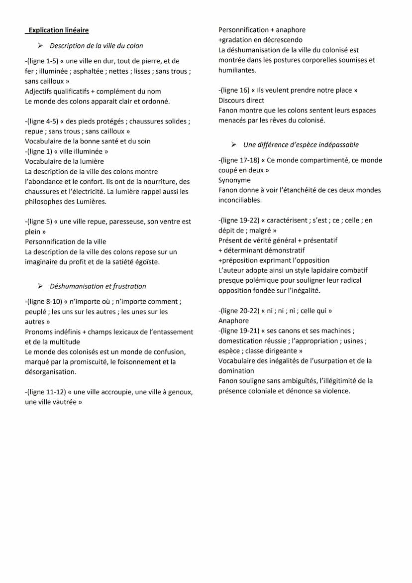 << Les Damnés de la Terre » de Franz
Fanon
Texte 5: Réquisitoire contre le système colonial
Support extrait « les Damnés de la Terre » de Fr