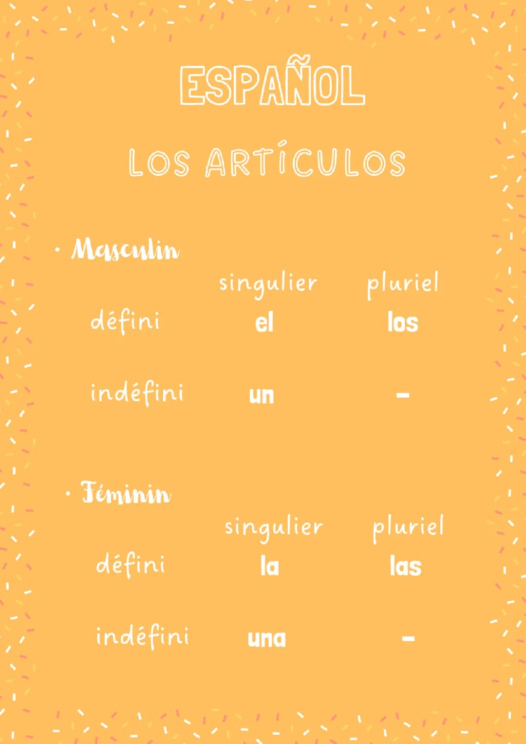 Los artículos-Les articles en espagnol