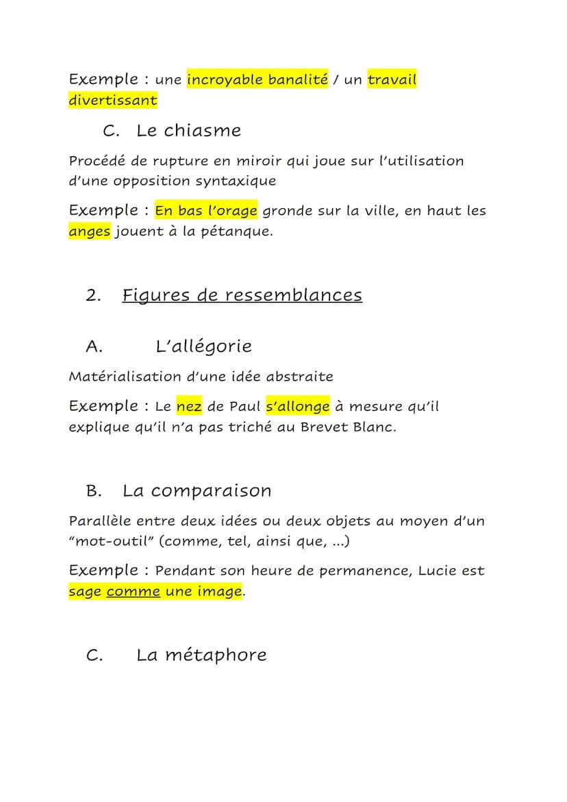 Français
Les figures de styles.
Sommaire :
1. Figures d'oppositions
2. Figures de ressemblances
3. Figures d'atténuations
4. Figures d'exagé