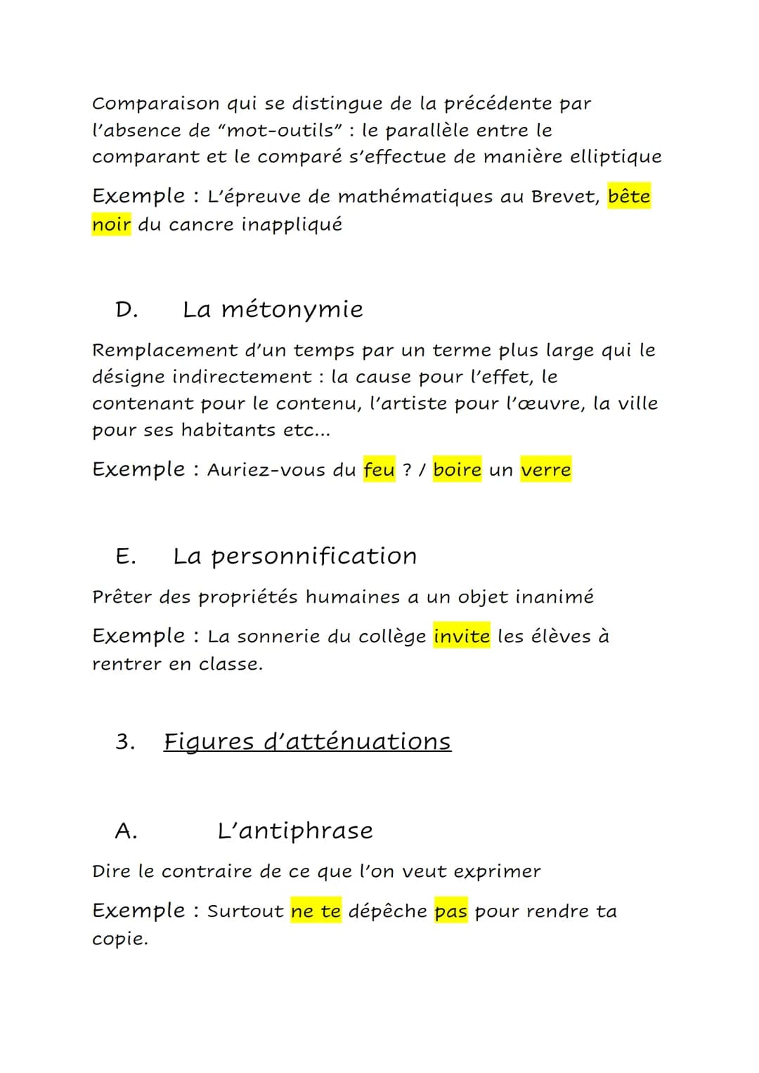 Français
Les figures de styles.
Sommaire :
1. Figures d'oppositions
2. Figures de ressemblances
3. Figures d'atténuations
4. Figures d'exagé