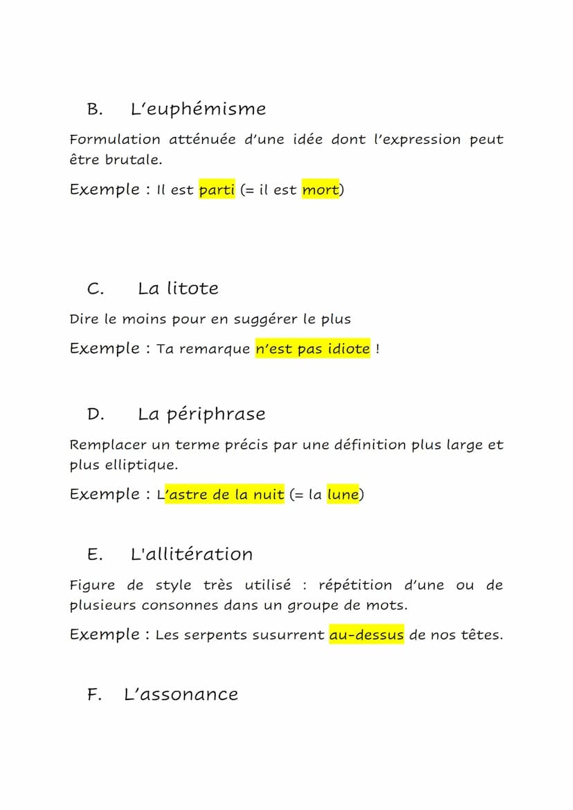 Français
Les figures de styles.
Sommaire :
1. Figures d'oppositions
2. Figures de ressemblances
3. Figures d'atténuations
4. Figures d'exagé