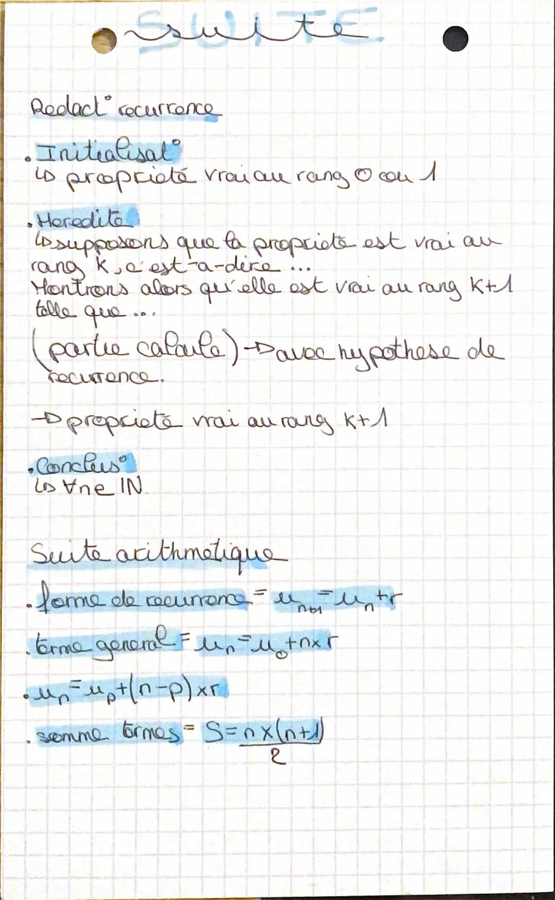 •Ssuite
Redact recurrence
•Initialisal
is proprieté vrai au rang 0 con 1
Heredita
is supposons que la propriete est vrai an
rang ke est-a-di