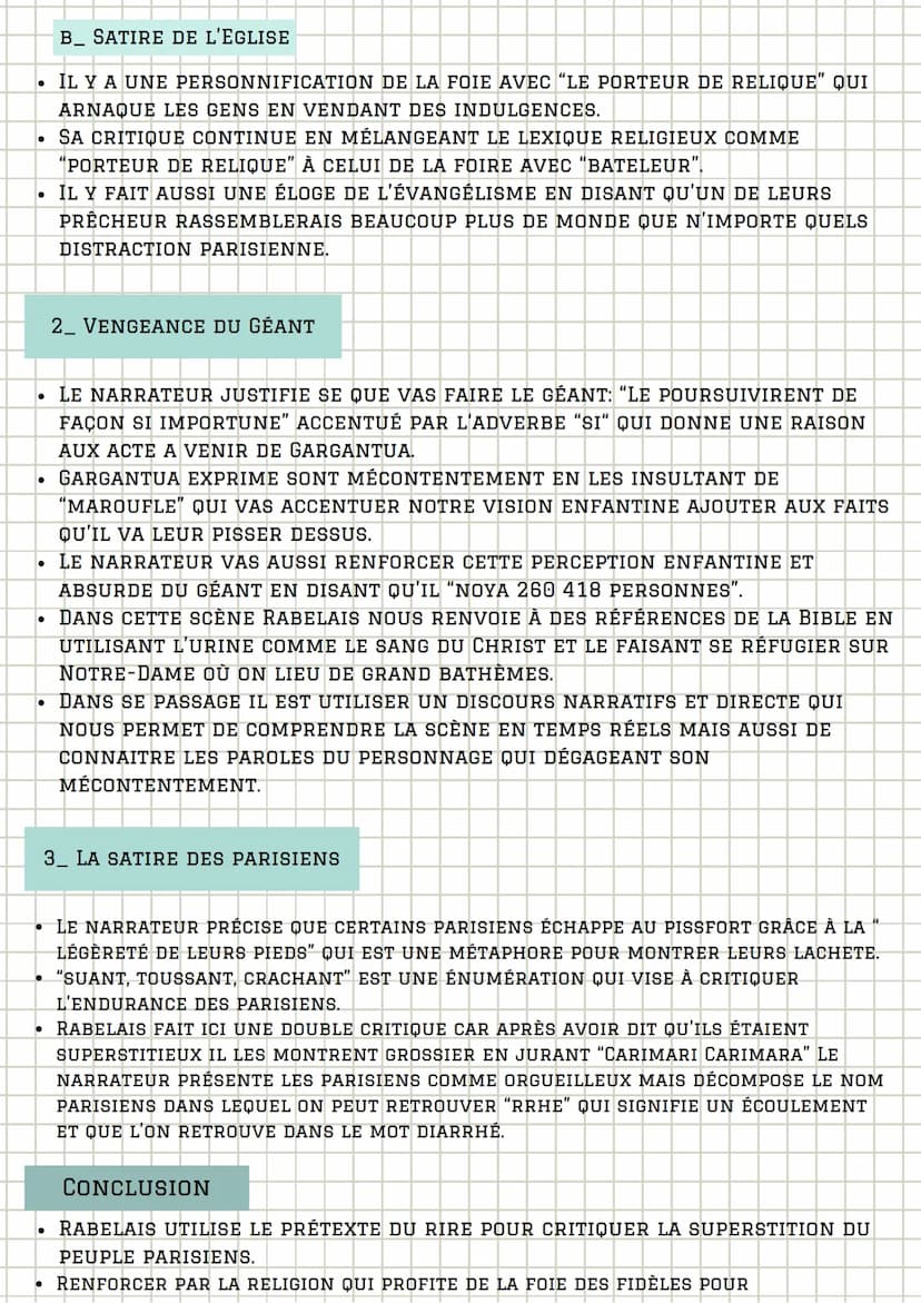 TEXTE 5
Chapitre 17 Gargantua
PRÉSENTATION DU TEXTE:
LE TEXTE EST TIRÉ DU CHAPITRE XVIII
DU ROMAN GARGANTUA DE RABELAIS,
PUBLIÉ EN 1534.
• D