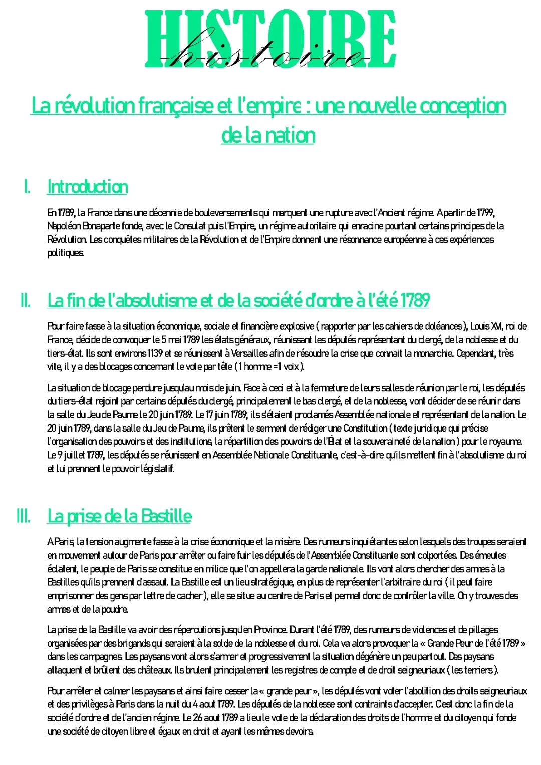 La Révolution française et l'Empire