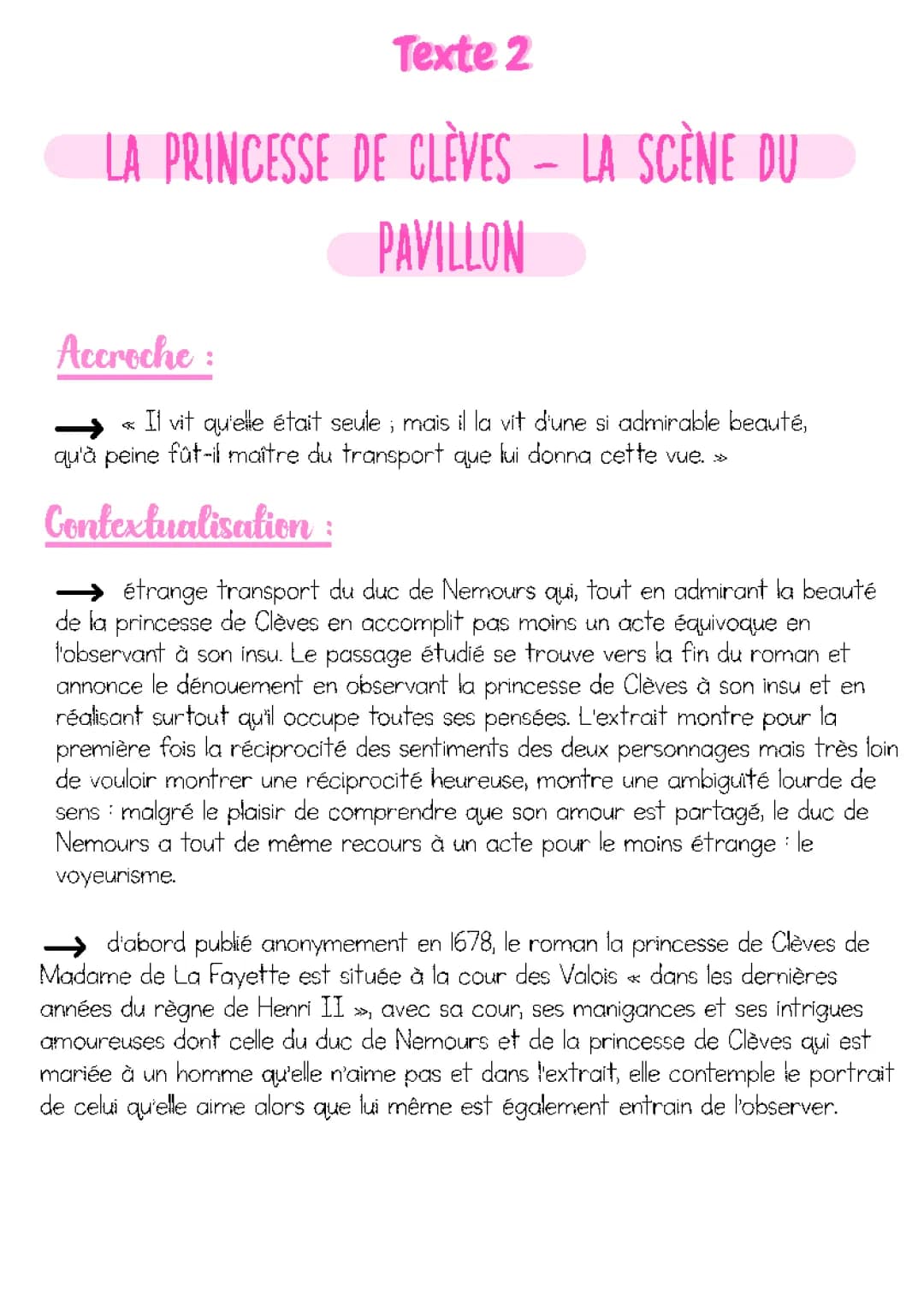 Analyse Linéaire - La Princesse de Clèves : La Scène du Bal en Résumé PDF