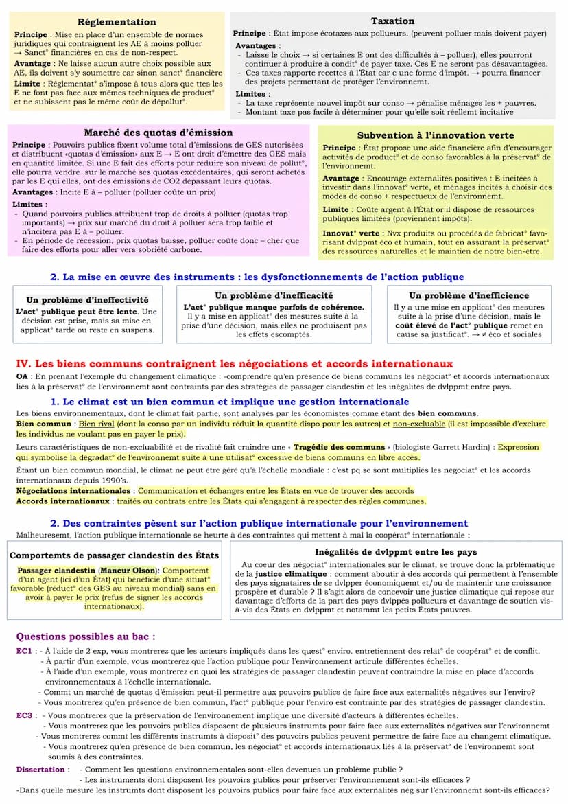 Chapitre 10: Quelle action publique pour l'environnement ?
I. Les acteurs des questions environnementales
OA: Savoir identifier les différen